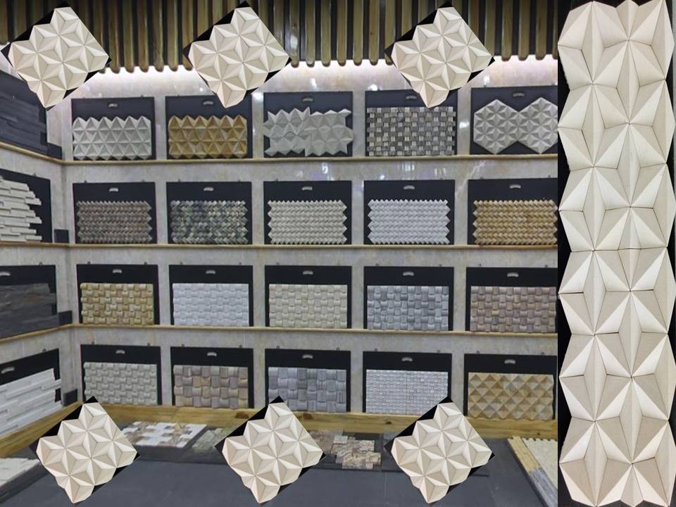 3D Design White Stone Mosaic Tiles 